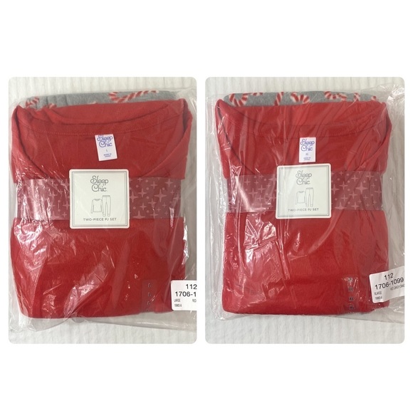 New Womens Fleece 2 Pc Pajama Set Red Candycanes - Picture 4 of 13